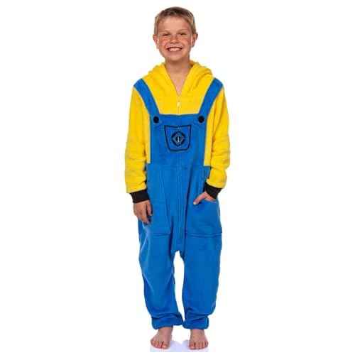 INTIMO Minions Boys' Kigurumi Union Suit ? Stuart & Kevin Designs ? Super Soft Fleece Minion Pajamas with Embroidered Details