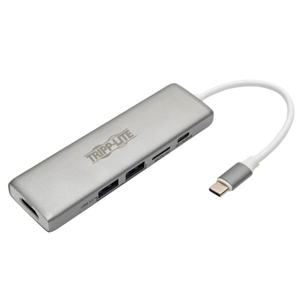 Tripp Lite Usb C Docking Station W/ Usb-A Hub, Hdmi, Micro Sd, Pd Charging 4K @ 30Hz Thunderbolt 3 Silver (U442-Dock10-S)