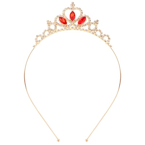 KICOSY Gold & Red Tiara for Girls - Crystal Princess Tiara Crown Headband - Birthday, Pageant, Prom, Cosplay Party