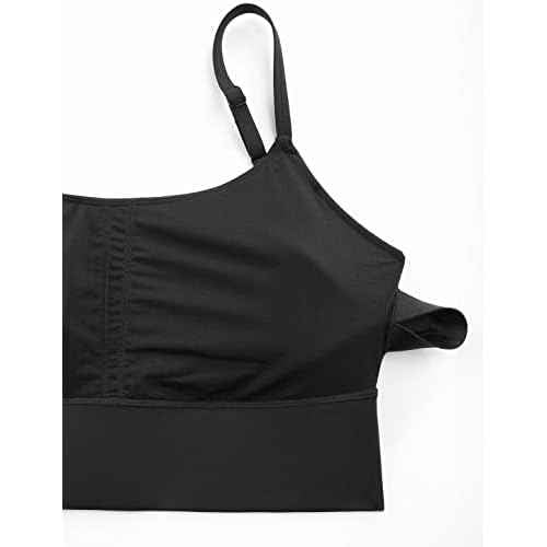 CRZ YOGA Adjustable Longline Sports Bra for Women - V Back Wireless Workout Padded Yoga Camisole Cropped Tank Tops