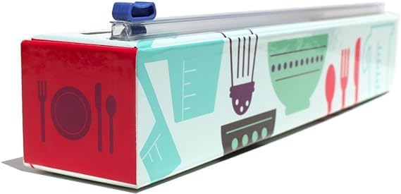 Chicwrap Cook's Tools Refillable Plastic Wrap Dispenser - One 12" x 250' Roll of Professional Grade Plastic Wrap - BPA Free and Kosher Certified - Reusable Dispenser w/Slide Cutter