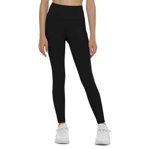 THE GYM PEOPLE Girls Workout Leggings Kids High Waist Stretch Athletic Dance Yoga Pants with Pockets