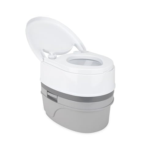 Camco RV Premium Travel Toilet - Features a 5.3-Gallon Detachable Holding Tank, Pump Flush Design & Spring-Loaded Latch (4...
