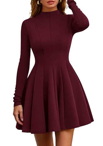 PRETTYGARDEN Fall Dresses for Women Elegant Classy 2026 Casual Long Sleeve Swing A Line Ruffle Short Homecoming Party Dress