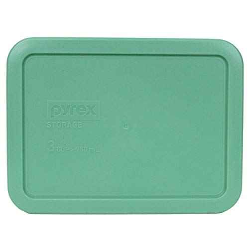 Pyrex (1) 7402-PC 6/7-Cup Red, (2) 7210-PC 3-Cup Light Green, (1) 7201-PC 4-Cup Blue, and (2) 7200-PC 2-Cup Orange Food Storage Lids - Made in USA
