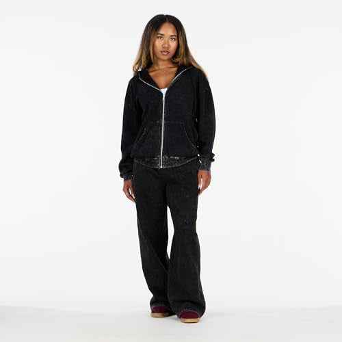 Forever 21 womens Oversized Zip-up Enzyme Wash Hoodie
