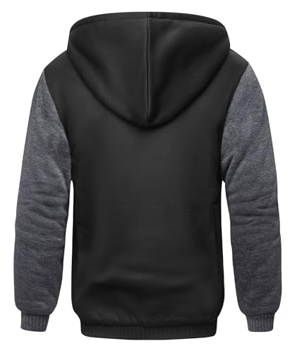 SCODI Hoodies for Men Heavyweight Fleece Sweatshirt - Full Zip Up Thick Sherpa Lined Hooded Jacket