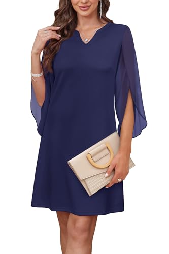 RUMIA Cocktail Dresses for Women Chiffon Sleeve Wedding Guest Dress (XS-3XL)