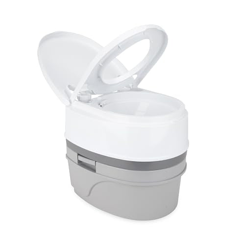 Camco RV Premium Travel Toilet - Features a 5.3-Gallon Detachable Holding Tank, Pump Flush Design & Spring-Loaded Latch (4...