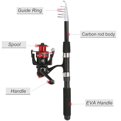 Tripquips Fishing Rod, 6.9ft 2Pcs Telescopic Fishing Rods Set, Carbon Fiber Fishing Pole, 2PCS Spinning Rod and Reel Combo...