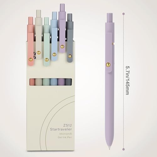 FIOVER Gel Pens, 6pcs 0.7mm Fine Point Black Ink, Smooth Writing Pens for Journaling, Nurse Aesthetic Cute Office School S...