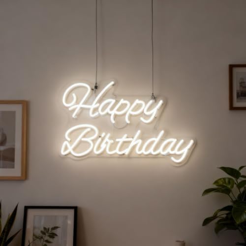 THIIXDAI Happy Birthday Neon Sign for Wall Decor, Happy Birthday Light Up Sign, Art Decoration Neon Light, Happy Birthday ...