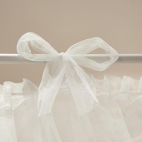 NXGIO 4 Corners Post Princess Curtain Bed Canopy Lace Up Double Layer 4 Opening Mosquito Net Mesh for Girls Bedroom Decora...