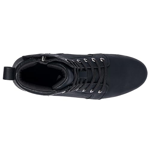 Men's Motorcycle Riding Shoes Street Riding Shoes Breathable Biker Boots Sneakers Powersports Footwear, Black Faux Leather...
