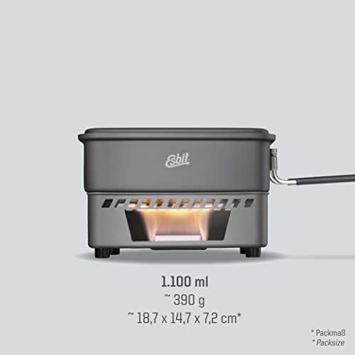 ESBIT 1100ML Lightweight Solid Fuel stove and Camping Cookware Set, 1100ml