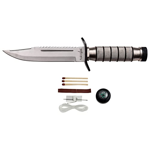 Survivor HK-695 Series Fixed Blade Knife,Reverse Serrated Blade,Metal Handle, 9-1/2-Inch Overall