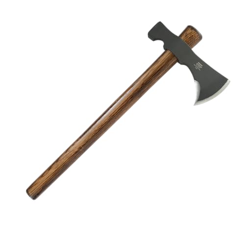 CRKT Black Woods Chogan Tomahawk Axe: RMJ T-Hawk Lightweight Outdoor Camping Axe with Hammerhead, Forged Carbon Steel Blade, Hickory Wooden Handle, Includes Sheath 2730KS