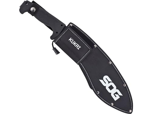 SOG Sogfari Kukri 13" Stainless Steel Survival Machete Knife | Saw on the Back of the Blade, Textured Handle, Nylon Sheath