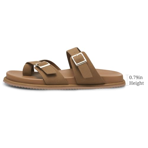 MaxMuxun Women's Slip On Slide Sandals for women 2026, Comfortable Flat Sandals with Adjustable Strap for Outdoor, Beach a...
