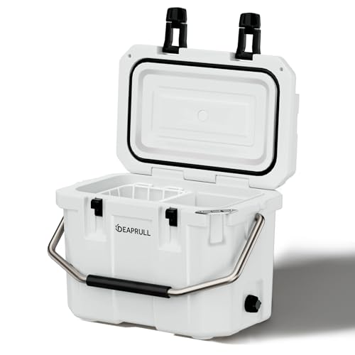 Hard Cooler, Insulated Ice Chest Box Holds Ice for More Days, Portable Cooler with Handle, Cup Holders, Double Latches for...