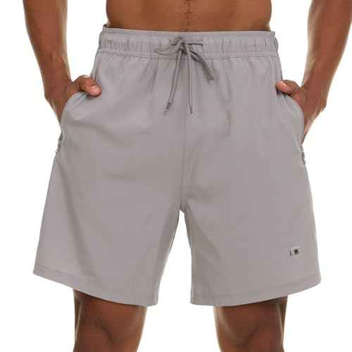 Champion Mens Swim Trunks with Compression Liner, 2 in 1 Mens Bathing Suit Shorts, 7 Inch Inseam Board Shorts for Swimming