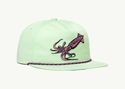 Bajío Flat Brim Fishing Hat – Marine Art Snapback Trucker Cap with Embroidered Ocean Design, Breathable and Coastal-Ready