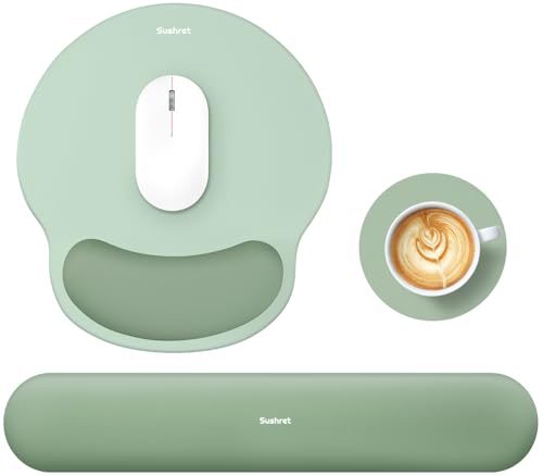 Sushret Mouse Pad and Keyboard Wrist Rest, 3-in-1 Gel Memory Foam Ergonomic Mouse Pad with Wrist Rest Set,Gaming Mousepad ...