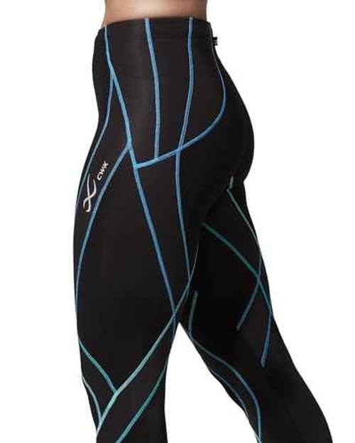 CW-X Women's Endurance Generator Joint and Muscle Support 3/4 Compression Tight, High Performance Capris for Running & Weight Lifting, Black/Cyan, X-Small