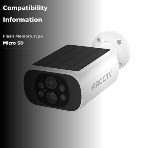 ARCCTV Solar Security Camera Outdoor Wireless, 4MP Battery Powered Home Surveillance Camera with Embedded Solar Panel, PIR Motion Sensor, 2.4G/5G Dual Band WiFi