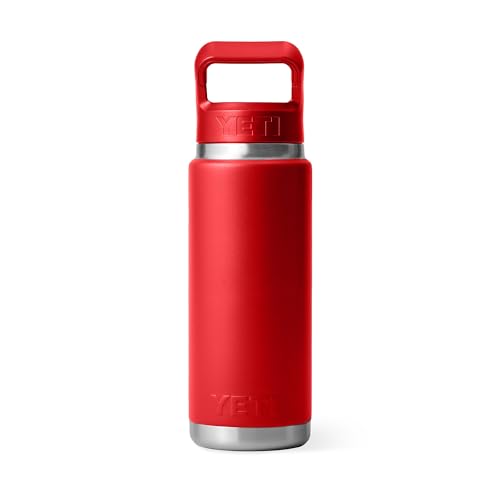 YETI Rambler 26 oz Bottle, Vacuum Insulated, Stainless Steel with Color Matching Straw Cap