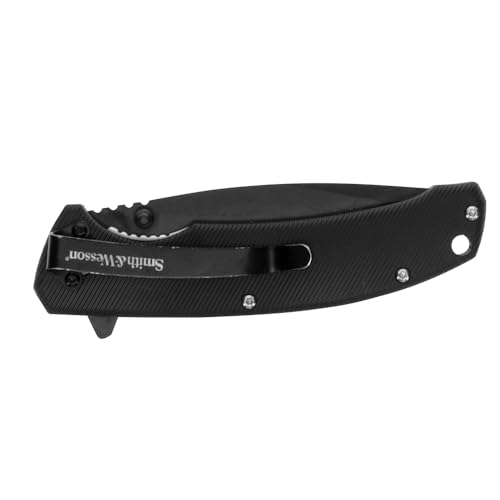 Smith & Wesson Velocite 7.75in High Carbon S.S. Assisted Folding Knife with 3.5in Clip Point Blade and Polymer Handle for ...