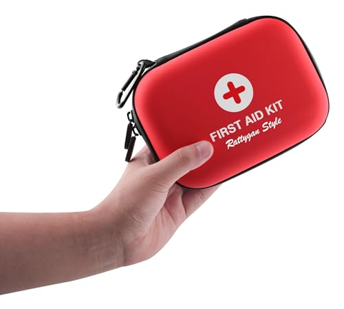 Rattygan Style All-in-One Compact First Aid Kit with Waterproof Hard Shell Case - Great for Home, Dorm, Office, Travel, Ca...