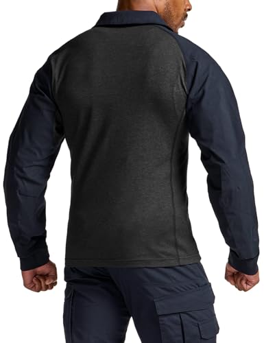 CQR Men's Combat Shirt Tactical 1/4 Zip Long Sleeve Military BDU Shirts Camo EDC Top with Pockets