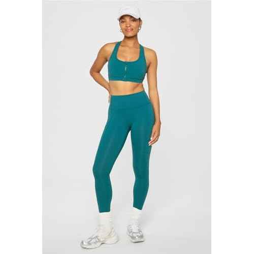 Fabletics Women's On-The-Go PowerHold High-Waisted Legging, Maximum Compression, Flattering, XL/Regular | 27, Green Abyss