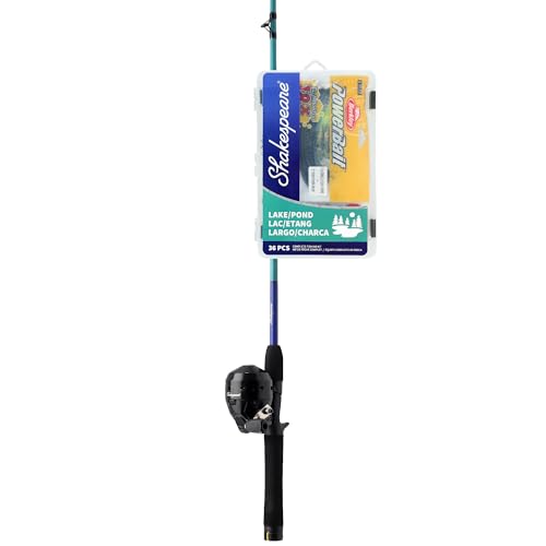 Shakespeare Catch More Fish Spincast Reel and Fishing Rod Combo with Kit