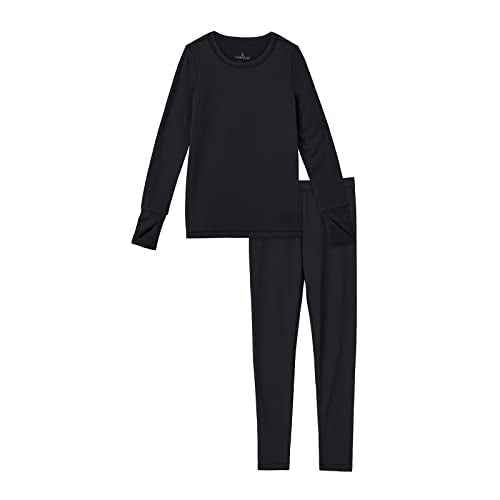 Cuddl Duds Girls Cold Weather Fleece-Lined Thermal Underwear 2-Piece Set - Kids Long Sleeve Top and Leggings Long Johns