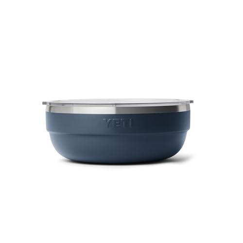 YETI Rambler Low Bowl, Vacuum Insulated, Stackable and Nestable Stainless Steel Bowl with Lid, 3.6 Quart, Navy