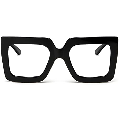 AIEYEZO Oversized Square Blue Light Glasses for Women Cute Big Frame Glasses Fashion Clear Multi-Color Computer Eyewear
