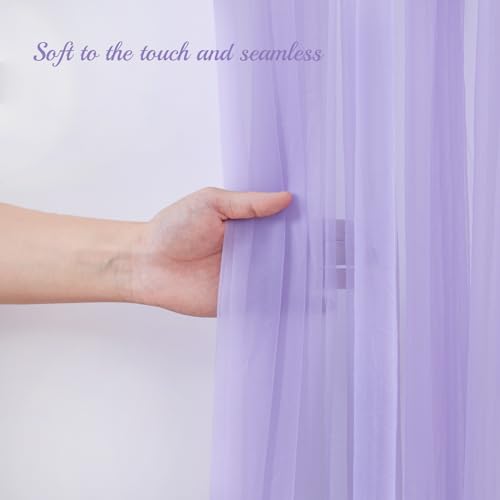 10x8ft Purple Tulle Backdrop Curtain with Lights String for Parites, Sheer Backdrop Curtains for Wedding Baby Shower Birth...