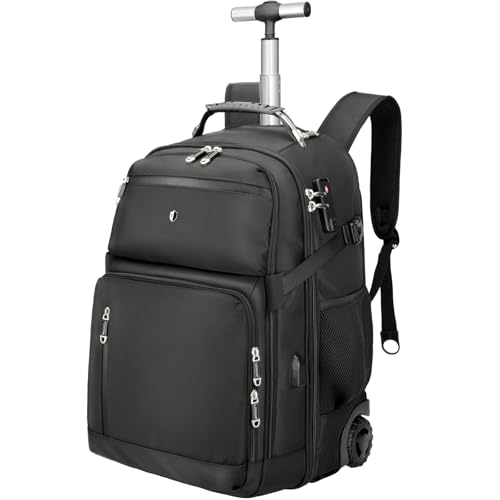 SWICKY RICOOI Backpack with wheels,rolling backpack carry on luggage with Anti-Theft,wheeled backpack for travel,Water-Res...