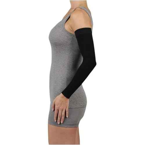 Juzo Soft 2000 15-20mmhg Standard Armsleeve with Silicone Top Band for Women, Black, 1 (I) Regular