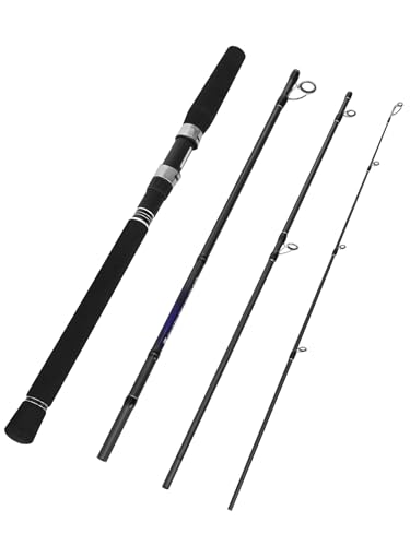 Jenseits 4-Piece Travel Spinning Fishing Rod, 7ft Heavy Power Carbon Fiber Portable Pole for Freshwater & Saltwater - Prem...