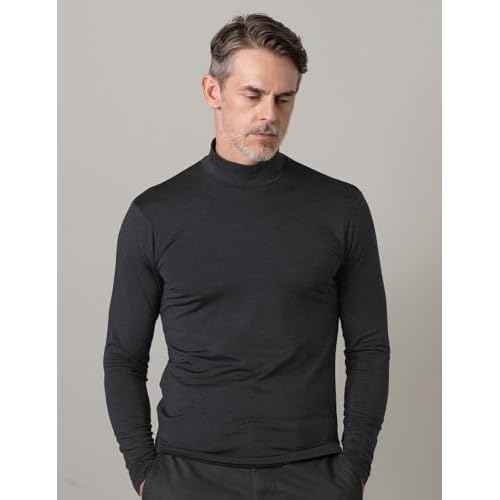 LAPASA Mens Thermal Underwear Top Fleece Mock Neck Long Sleeve Shirt Base Layer Undershirt Lightweight Midweight M102/M123