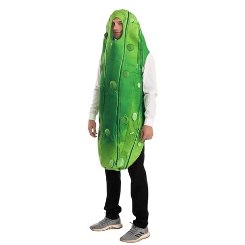 Spooktacular Creations Halloween Pickle Adult Unisex Food Costume, Funny Men's Cosplay Jumpsuit