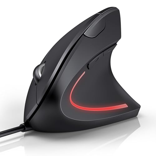 TECKNET Wired Mouse, 6400 DPI Ergonomic Mouse 6 Buttons Silent Mice 4 Adjustable DPI Vertical Mouse Compatible with Window...