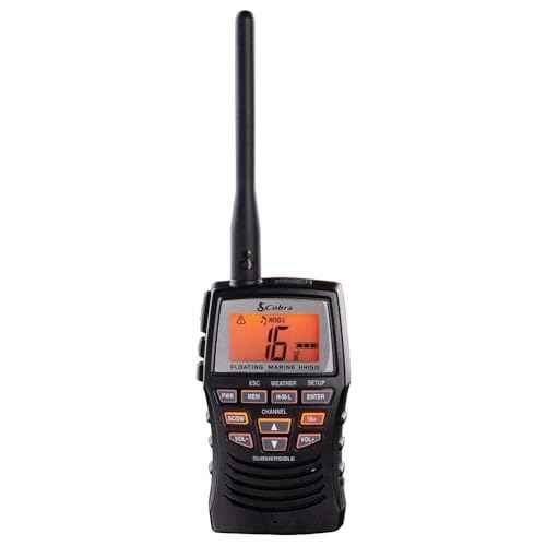 Cobra VHF Marine Radio - MR HH150 FLT - 3 Watt, Floating, Long Range, Handheld, NOAA, International, Waterproof, Submersible, Weather Alerts, LCD Screen, Belt Clip