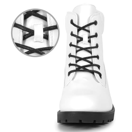 Heels Charm Women’s Ankle Booties Lace Up Non-Slip Combat Boots for Women 2 Inches Low Chunky Boots Round Toe Ankle Boots ...