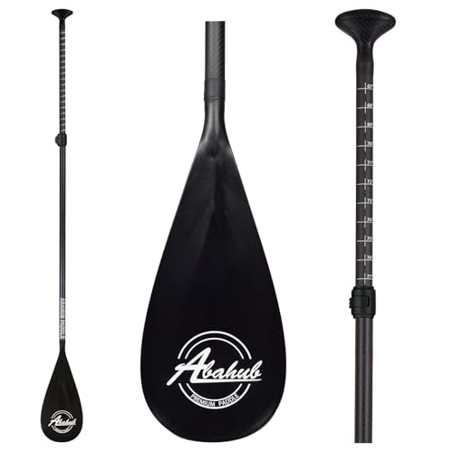Abahub Carbon Fiber SUP Paddles, 1 x 3 Section Adjustable 67" - 86" Carbon Fiber Shaft, Lightweight Stand-up Paddle Oars f...