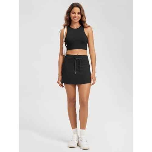 ODODOS Racerback Tank Bra for Women High Neck Non Padded Medium Support Sports Bra Workout Yoga Crop Tops