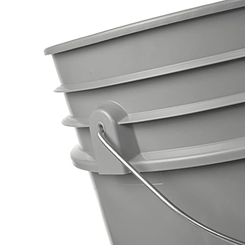 Hudson Exchange Premium 5 Gallon Bucket, HDPE, Gray, 6 Pack